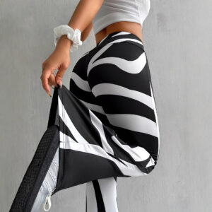 Paça Pantolon Moda Baskılı Yüksek Bel Kılıf Rahat Pantolon